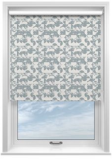 Circular Relief Print, Cadet Blue - Roller Blind